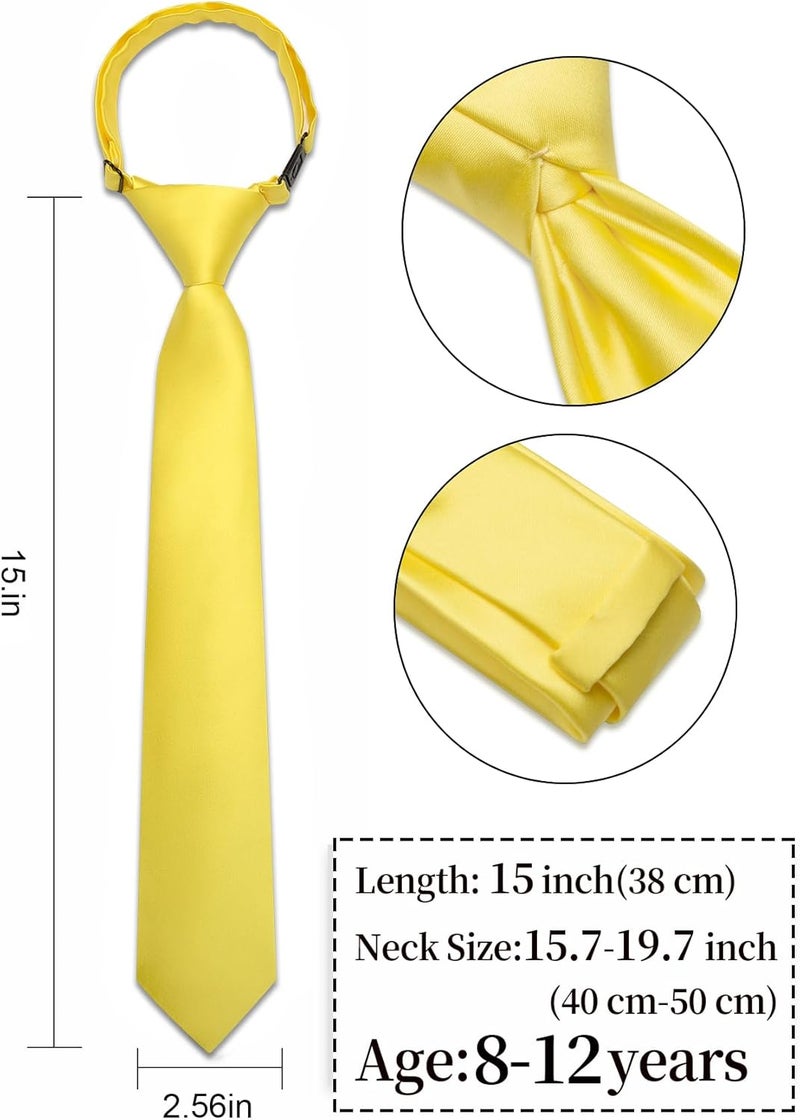 Ailisus Store Boys Tie Solid Color Silk Satin Pre-tied Kids Necktie for Age 8-12 Adjustable Formal Wedding School Graduation - Image 3